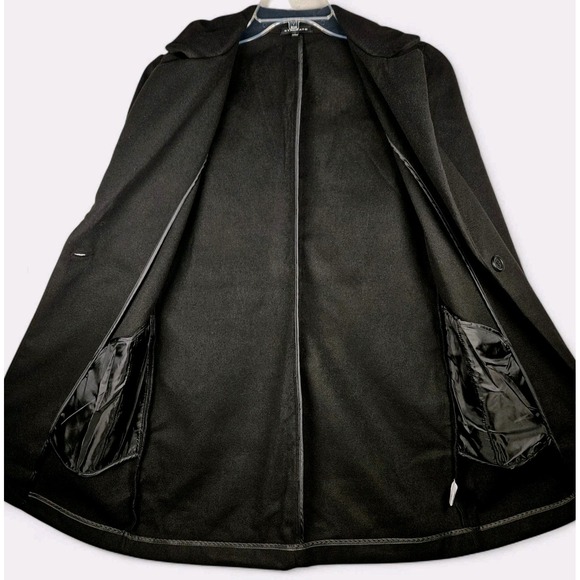 Staccato Black Dress Coat Women Large Pockets Lightweight Button 33" Length - Picture 3 of 7